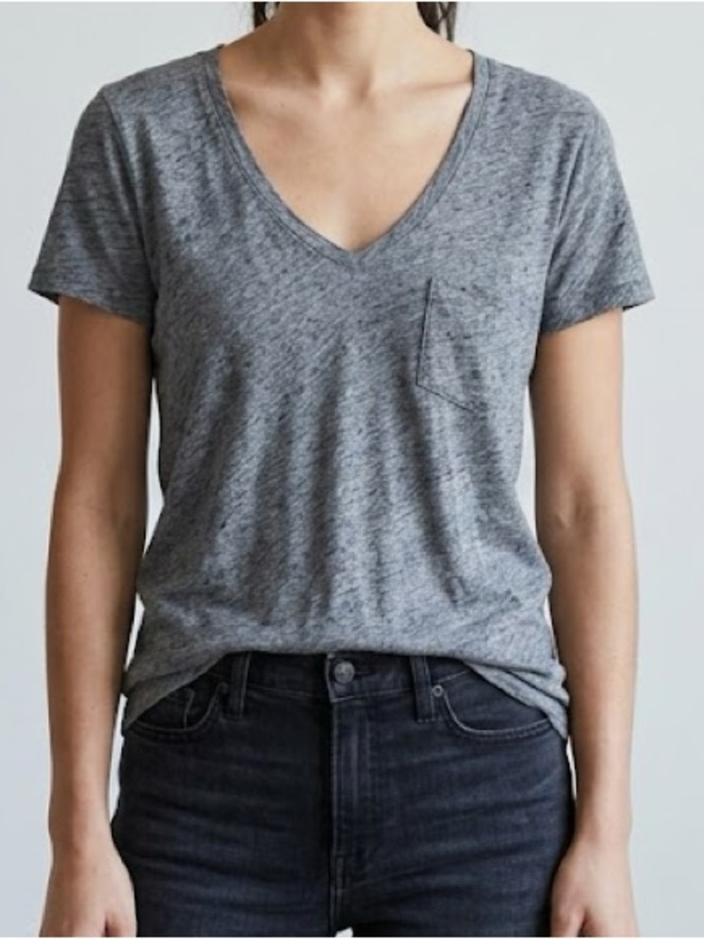 Madewell Heather Gray 100% Cotton V Cut Tee XS